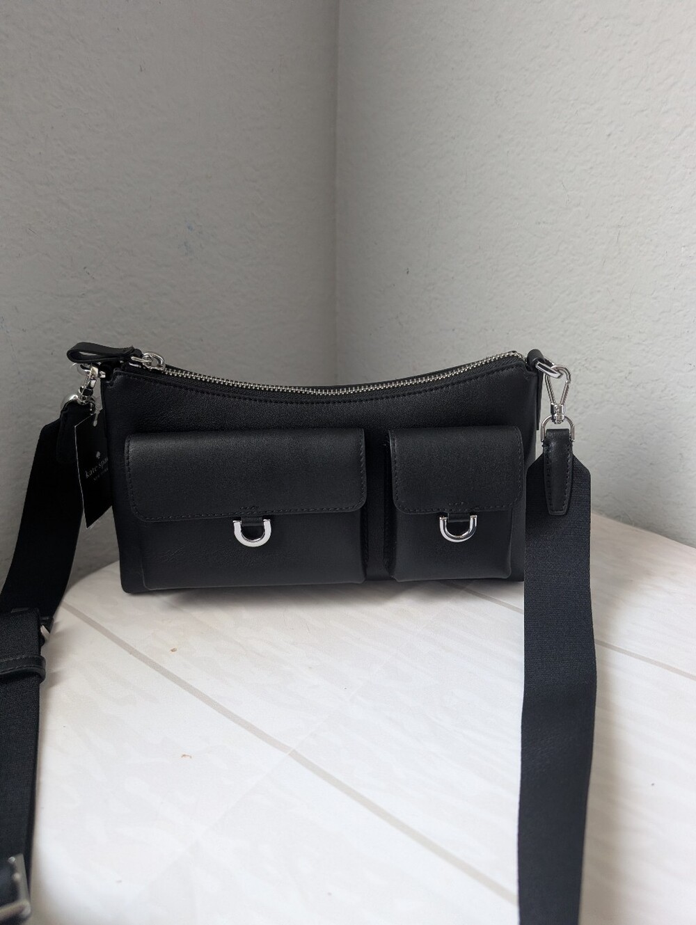 NWT Kate Spade KN666 Cargo Leather Crossbody Bag in Black